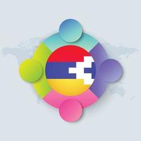 Bandera de Nagorno Karabaj con diseño infográfico aislado en el mapa del mundo vector