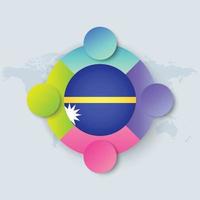 Nauru Flag with Infographic Design isolated on World map vector