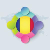 Romania Flag with Infographic Design isolated on World map vector