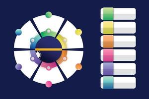 bandera de nauru con diseño infográfico incorporado con forma redonda dividida vector