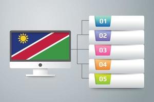 Namibia Flag with Infographic Design Incorporate with Computer Monitor vector