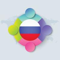 Russia Flag with Infographic Design isolated on World map vector