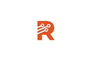 letter R high tech logo design . letter R with a network element. vector illustration