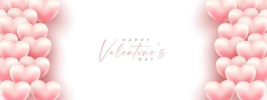 banner del día de San Valentín en fondo rosa con deseos de felices fiestas, estilo moderno.Plantilla para volante, invitación y tarjeta de felicitación para vacaciones. ilustración vectorial. vector