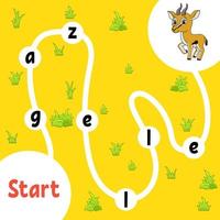Logic puzzle game. Learning words for kids. Find the hidden name. Education developing worksheet. Activity page for study English. Isolated vector illustration. cartoon style.