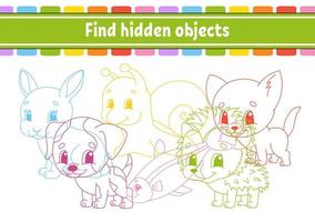 Find hidden object. Education developing worksheet. Activity page with pictures. Color contour. Logical thinking training. Isolated vector illustration. Funny character. Cartoon style.