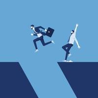 businessman Jumping over the abyss, business concept of leadership and success vector