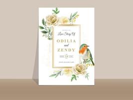 Elegant yellow and orange floral wedding invitation card