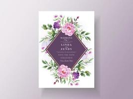 Vintage wedding invitation purple flower vector
