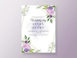Vintage wedding invitation purple flower vector