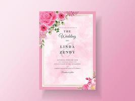 invitación de boda hermosa flor rosa vector