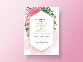 Beautiful pink flower wedding invitation vector