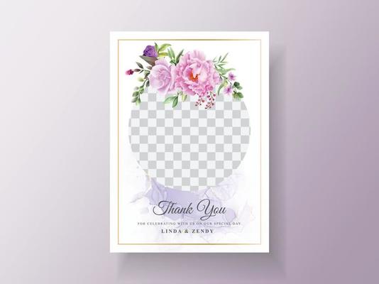 Vintage wedding invitation purple flower