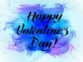 Vector illustration. Happy Valentine's day lettering black letters on abstract watercolor background.