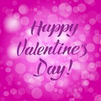 Letras de feliz día de San Valentín sobre fondo rosa bokeh. ilustración vectorial. vector