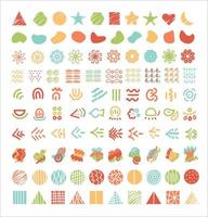 flat color complete summer shape elements icon set vector