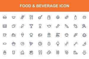 conjunto de iconos de aplicaciones de comida y bebida vector