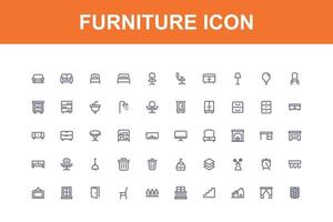 complete symbol set of furniture app icons vector