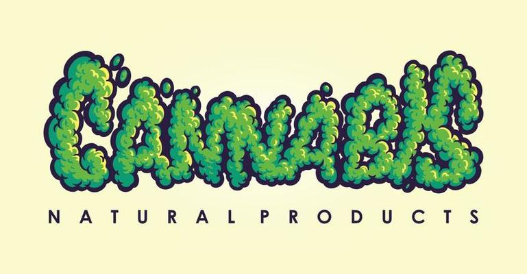 Cannabis Text Cloud Effec tIsolated lettering design Weed
