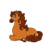 Cute horse. Farm animal. Cartoon character. Colorful vector illustration. Isolated on white background. Design element. Template for your design, books, stickers.