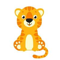 Cute tiger. Wild animal. Cartoon character. Colorful vector illustration. Isolated on white background. Design element. Template for your design, books, stickers, cards.