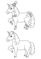 unicornio mágico de hadas. lindo caballo. página de libro para colorear para niños. estilo de dibujos animados. ilustración vectorial aislado sobre fondo blanco. vector