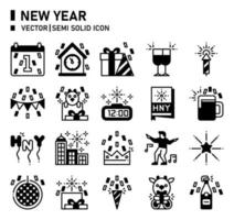 New Year Semi Solid Icon vector