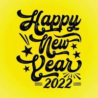 feliz año nuevo 2022 fondo amarillo, diseño negro