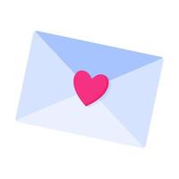 sobre azul con una carta de amor. concepto de boda y día de san valentín. vector