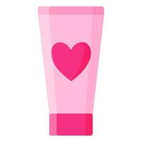 Tube of cream with a heart. Wedding and valentine day concept. vector
