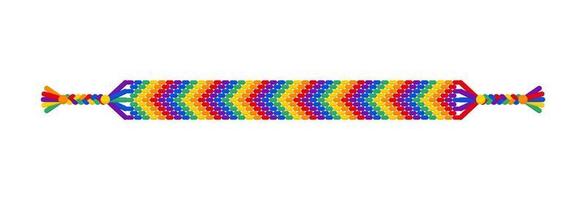 Vector rainbow lgbt handmade hippie friendship hand bracelet of threads.