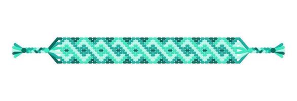 Vector multicolored handmade hippie friendship bracelet of green threads.