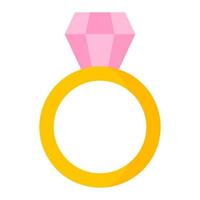 Gold ring with diamond. Wedding and valentine day concept. vector