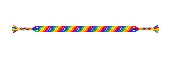 Vector rainbow lgbt handmade hippie striped friendship bracelet of threads.