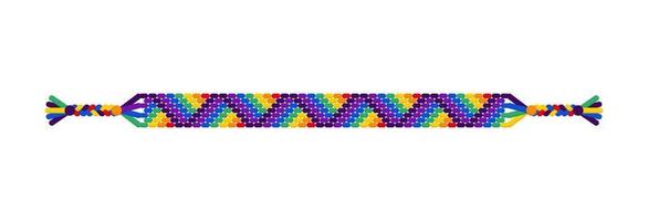 Vector rainbow lgbt handmade hippie triangle friendship bracelet of threads.