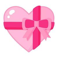 Heart shaped box of chocolates with a ribbon. Wedding and valentine day concept. vector