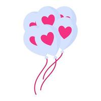 Balloons with hearts. Wedding and valentine day concept. vector