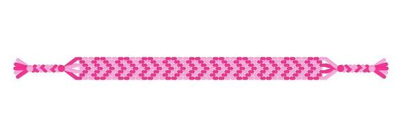 Vector boho love handmade hippie friendship bracelet of pink threads.