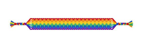 Vector rainbow lgbt striped hippie friendship bracelet of threads.