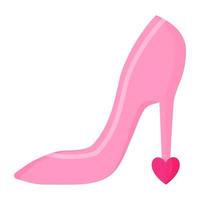 Women shoes with hearts. Wedding and valentine day concept. vector