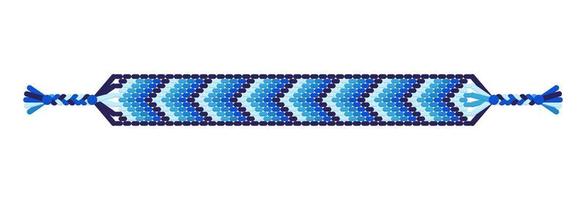 Vector colored handmade hippie friendship bracelet of blue threads.