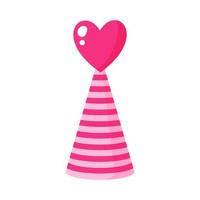Festive striped cone with a heart. Wedding and valentine day concept. vector