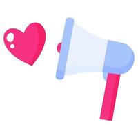 Horn or loudspeaker with heart. Wedding and valentine day concept. vector