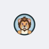 divertido diseño de personajes de cabeza de león. perfecto para logotipo, etiqueta, plantilla e icono. vector