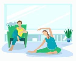 A man and a pregnant woman are sitting at home vector