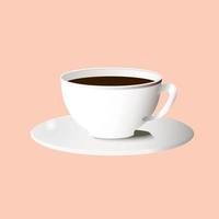 White Cup with aromatic coffee poured inside vector