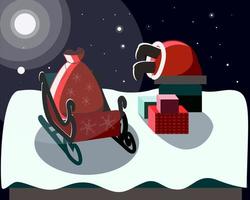 Santa delivers gifts to children at Christmas vector