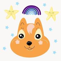 Hamster with a rainbow and stars. vector