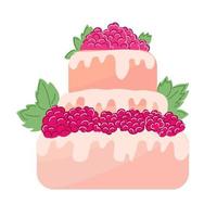 Three-tiered cake with berries and mastic vector