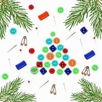 Christmas tree made of buttons and pins Christmas theme vector